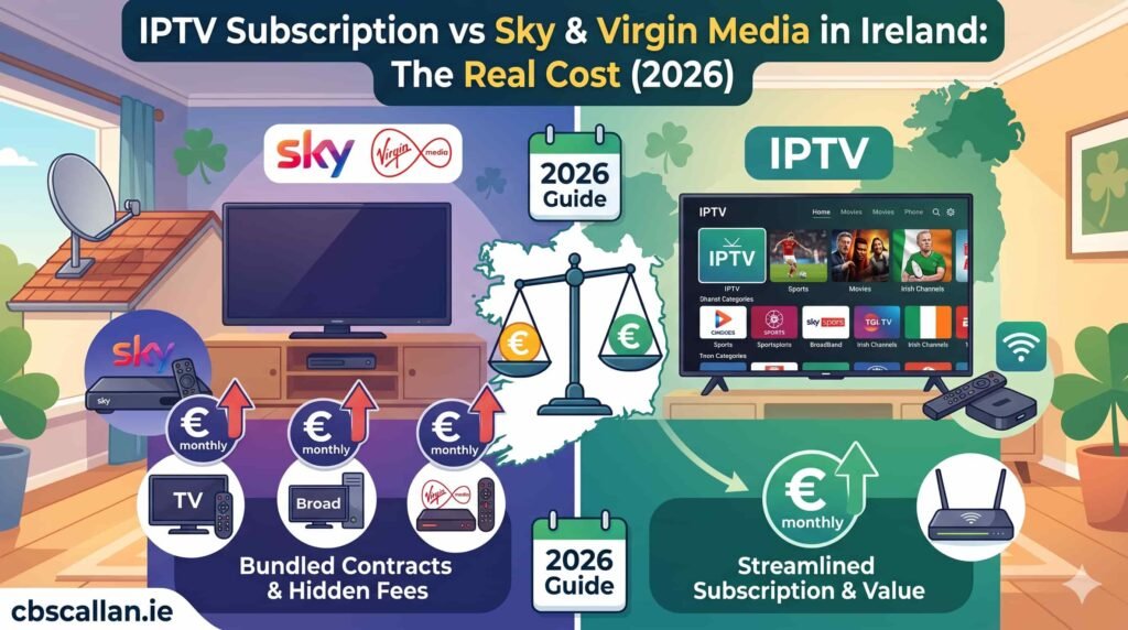 IPTV subscription vs Sky and Virgin Media cost comparison Ireland 2026